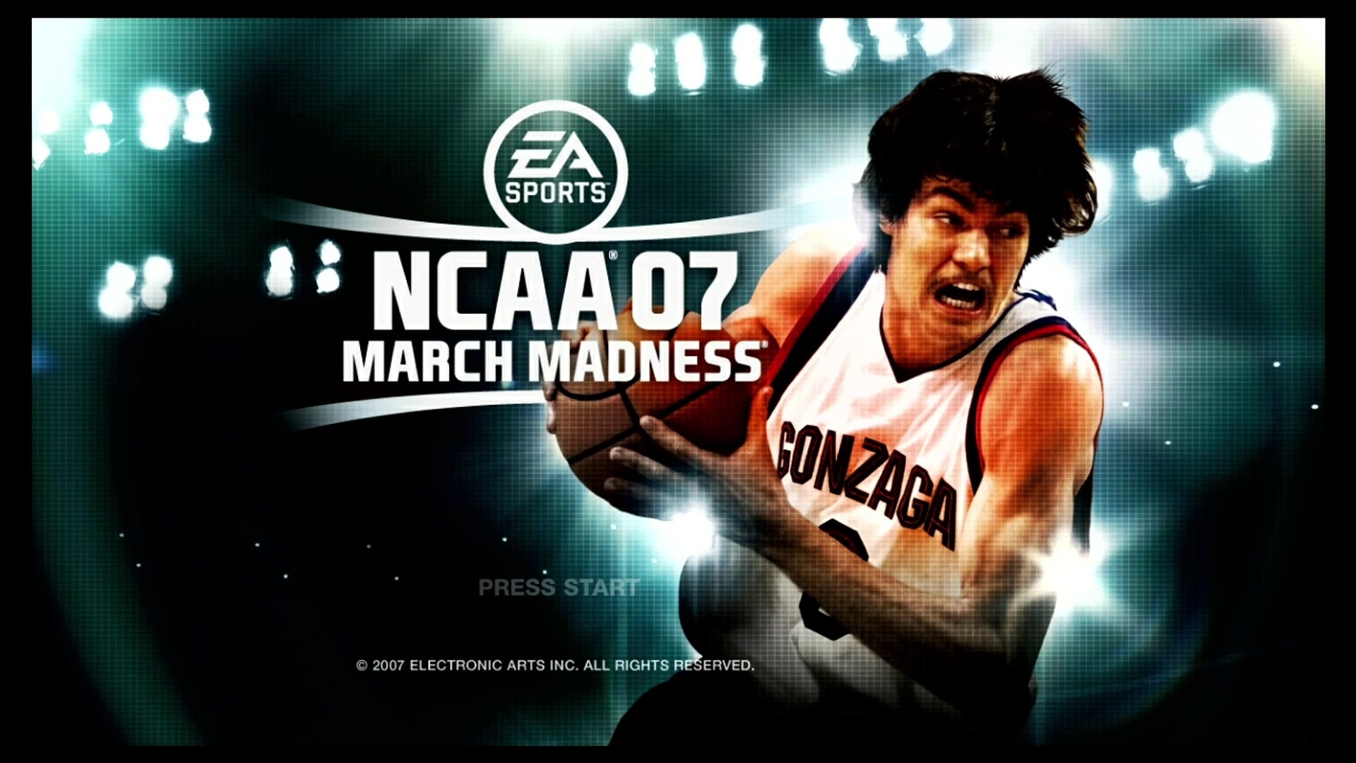 NCAA March Madness 07 title screen for Xbox 360